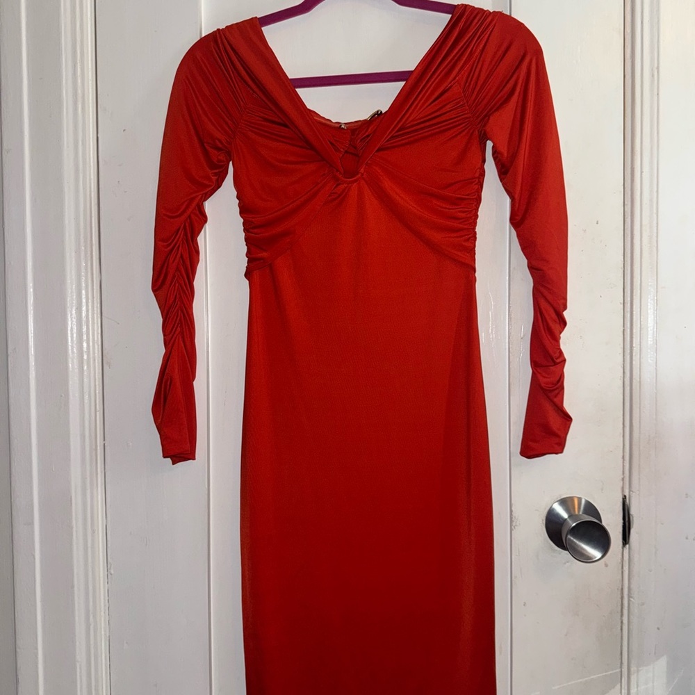 Oh Polly Red Ruched Sweetheart Bodycon Dress